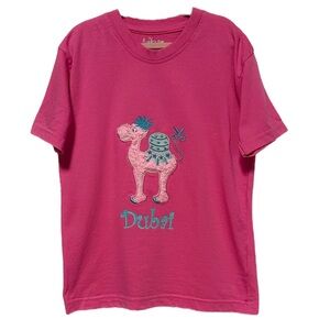NEW Fay Lawson Dubai Fluffy Pink Camel Short Sleeve T-Shirt